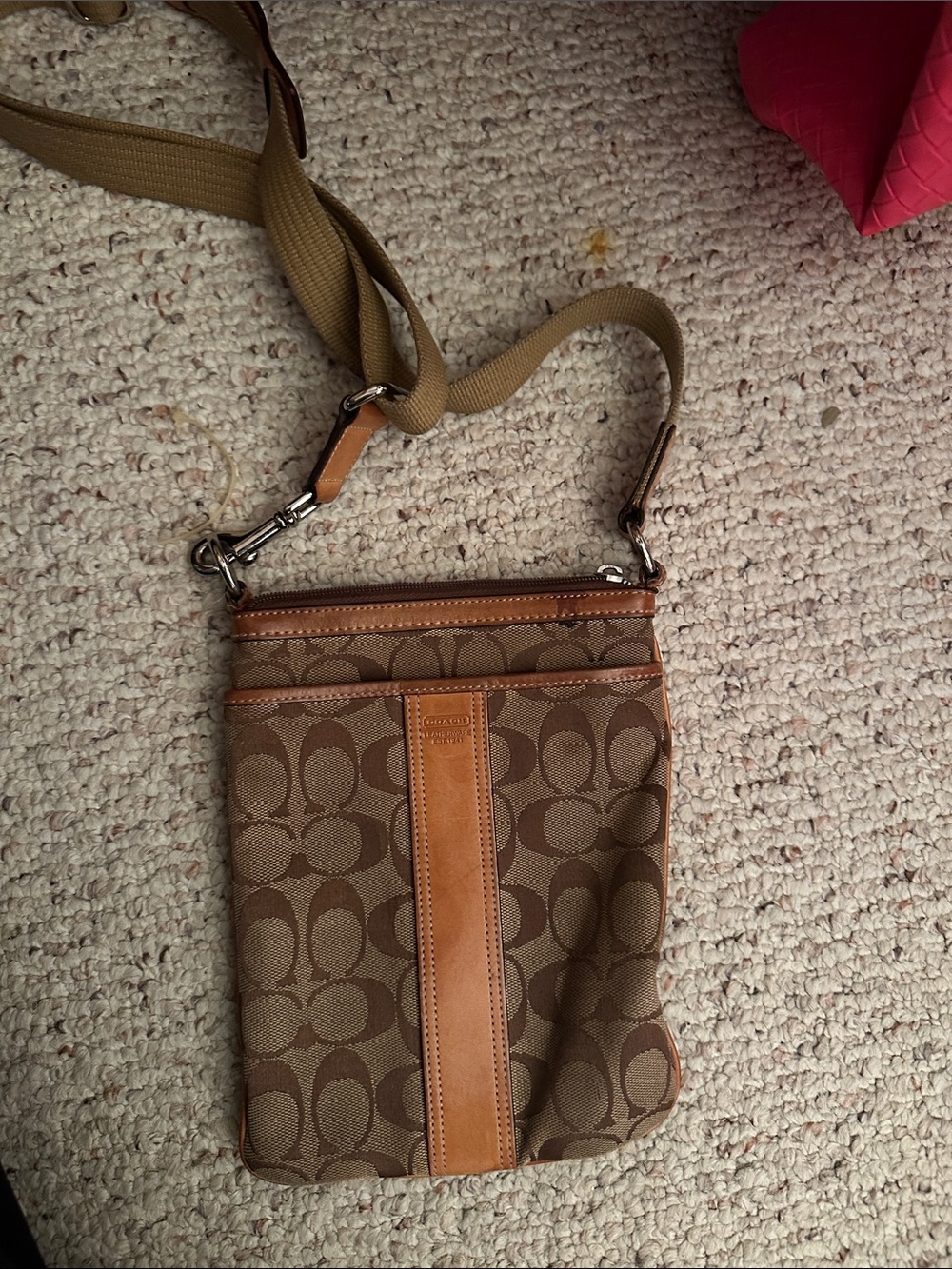 Coach Signature Canvas Crossbody in Brown and Tan
